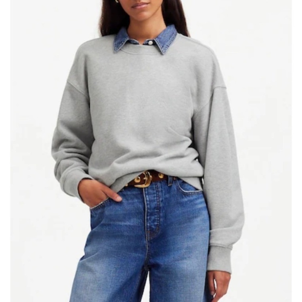 MADEWELL The McCarren Midweight Crewneck Sweatshirt GYM CLASS GRAY HEATHER sz XS
